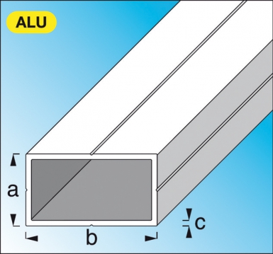 tube rectangulaire aluminium brut dim. axbxc : 19,5x35,5x1,5 mm lg