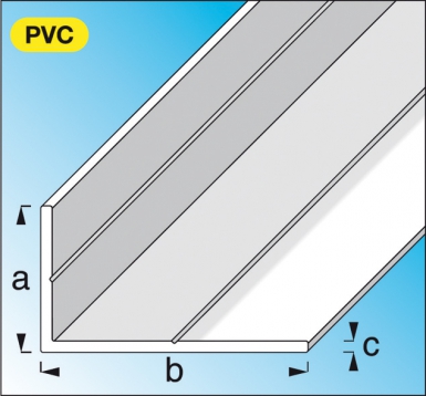 cornière inég. PVC ( rigide ) blanc dim. axbxc : 15,5x27,5x1,5 mm