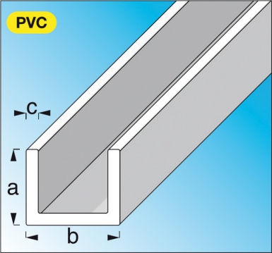 profilé U PVC ( rigide ) blanc dim. 10x18 mm ép. 1 mm lg. 2 m