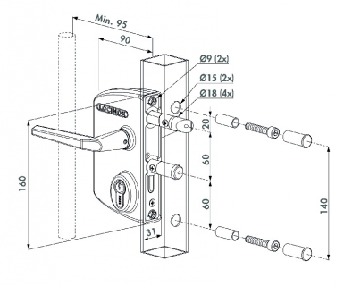 SERRURES POUR MENUISERIE METALLIQUE 092.317