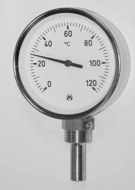 Thermomètre radial avec plongeur à douille de 0°C à 120°C