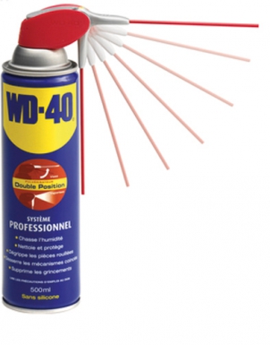 dégrippant W.D.40 système professionnel 5 fonctions : dégrippant, anti  humidité, anti corrosion, lubrifiant et nettoyant double position - 500 ml