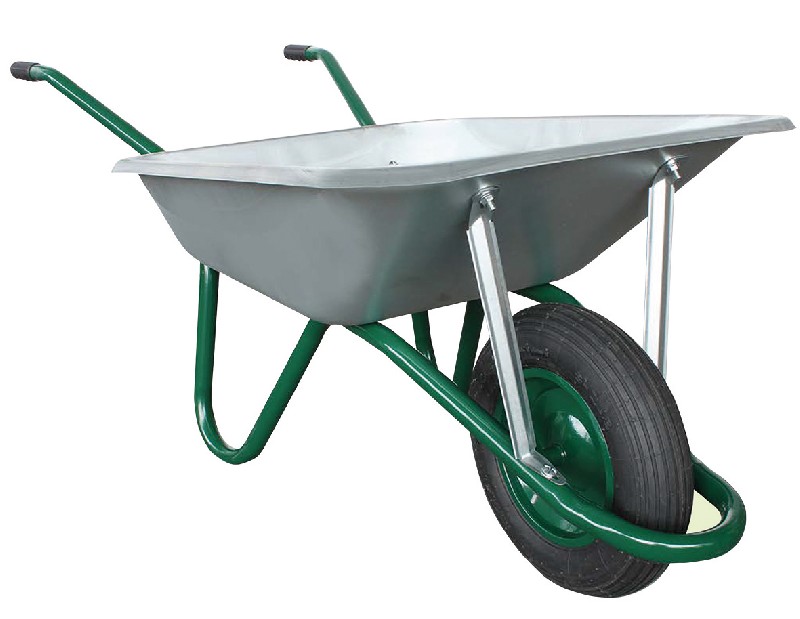 BROUETTE CORNIERE TRAVAUX DE CHANTIER roue gonflable VERTE 100 L