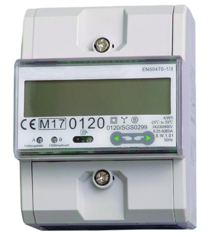 compteur compact triphasé 80 A 5 modules affich. LCD digital MTR80L