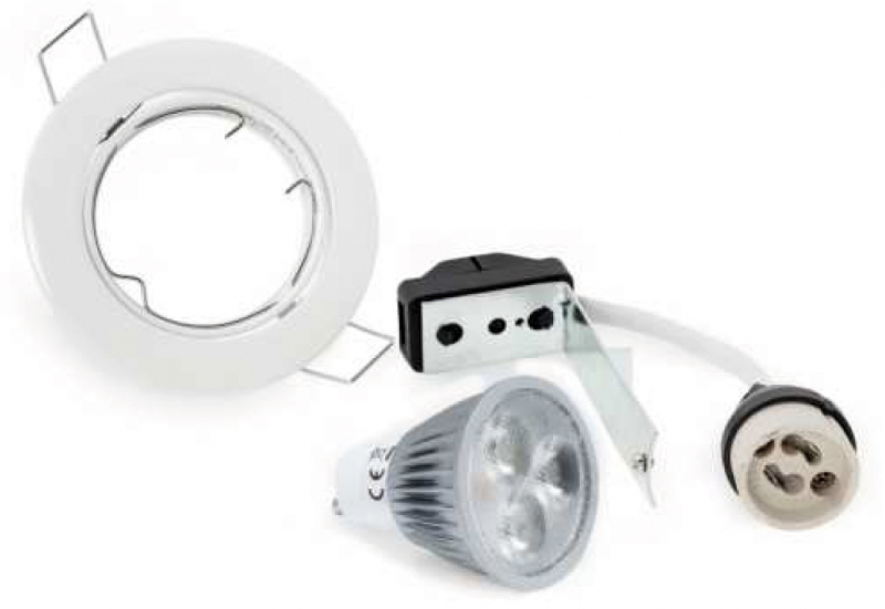 Kit spot LED encastré rond orientable 30 ° cl. II IP 23 GU10 blanc