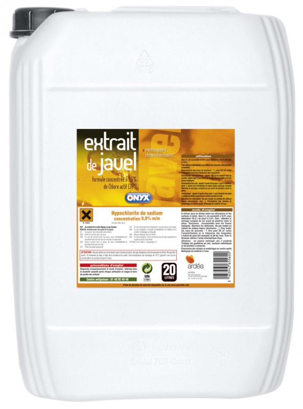 Extrait de javel concentration 9,6° Onyx bricolage 20L