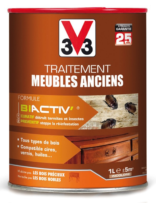 traitement meubles anciens élimine durablement les insectes du bois sans l'abimer 1 L